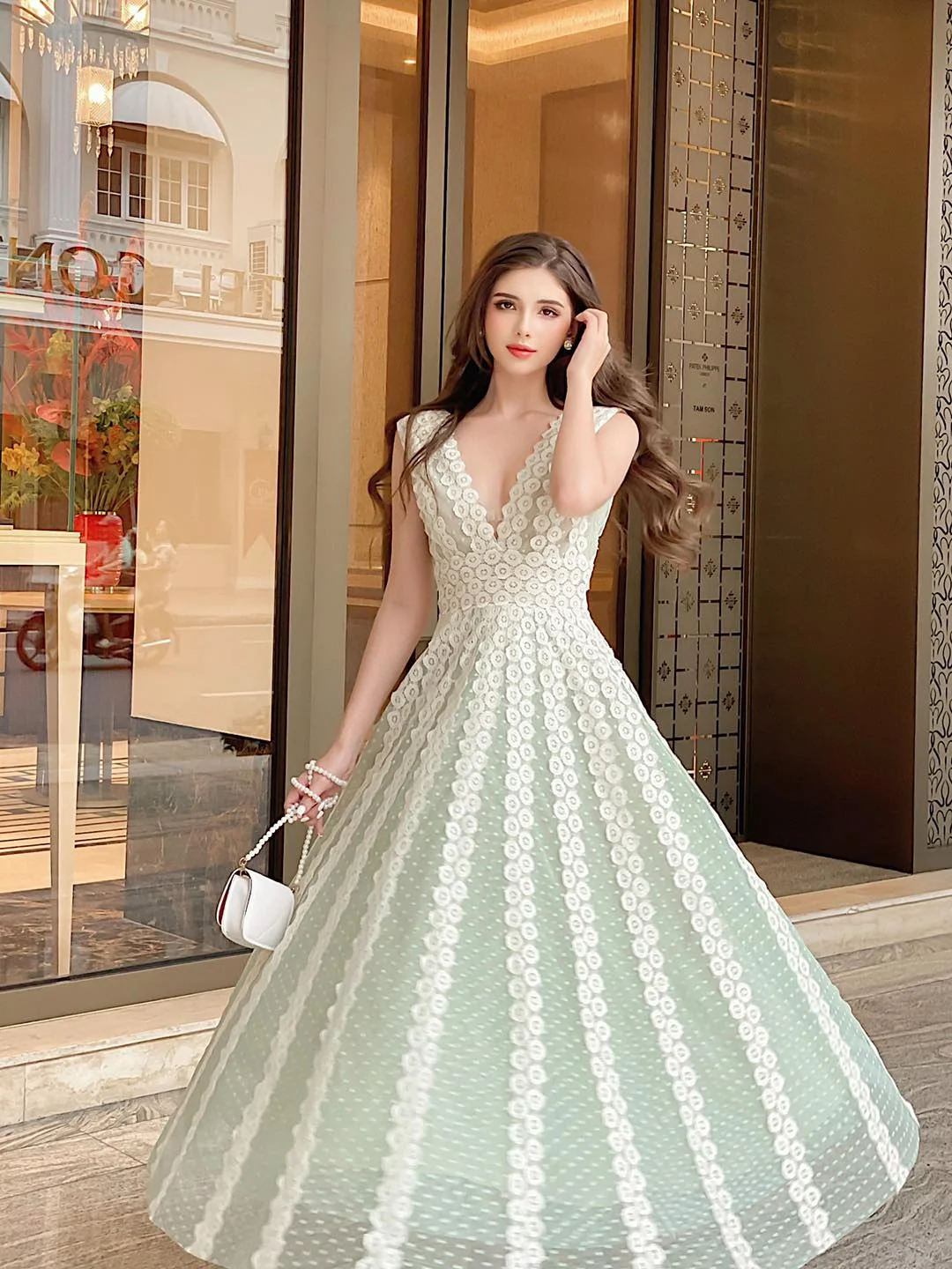 Đầm Chloris Xanh Bạc Hà 5 CHYMEOCHY Đầm Chloris xanh bạc hà 5