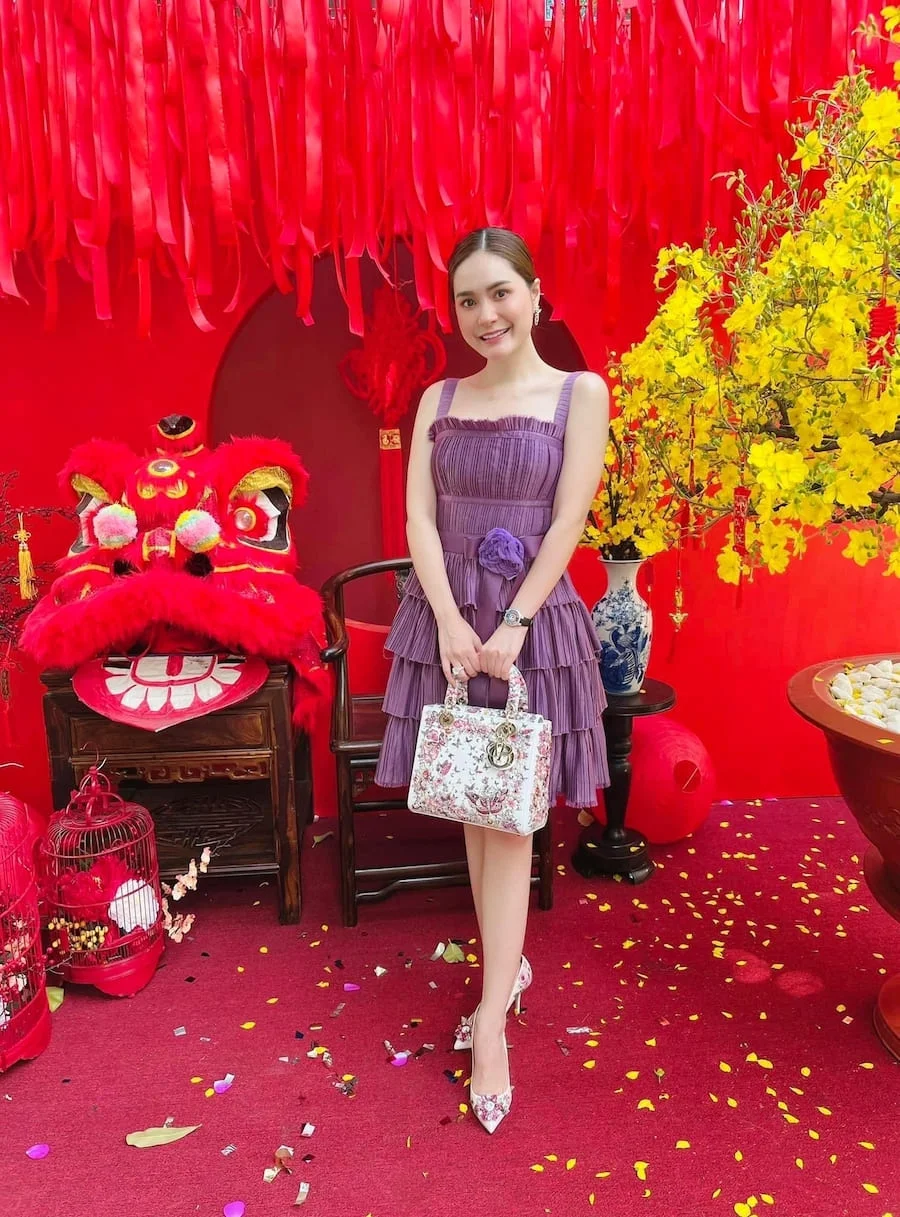 Spotted Ms.Doan Di Bang in our best designs Lavender Pleated Dress from THE HOLIDAY Collection 