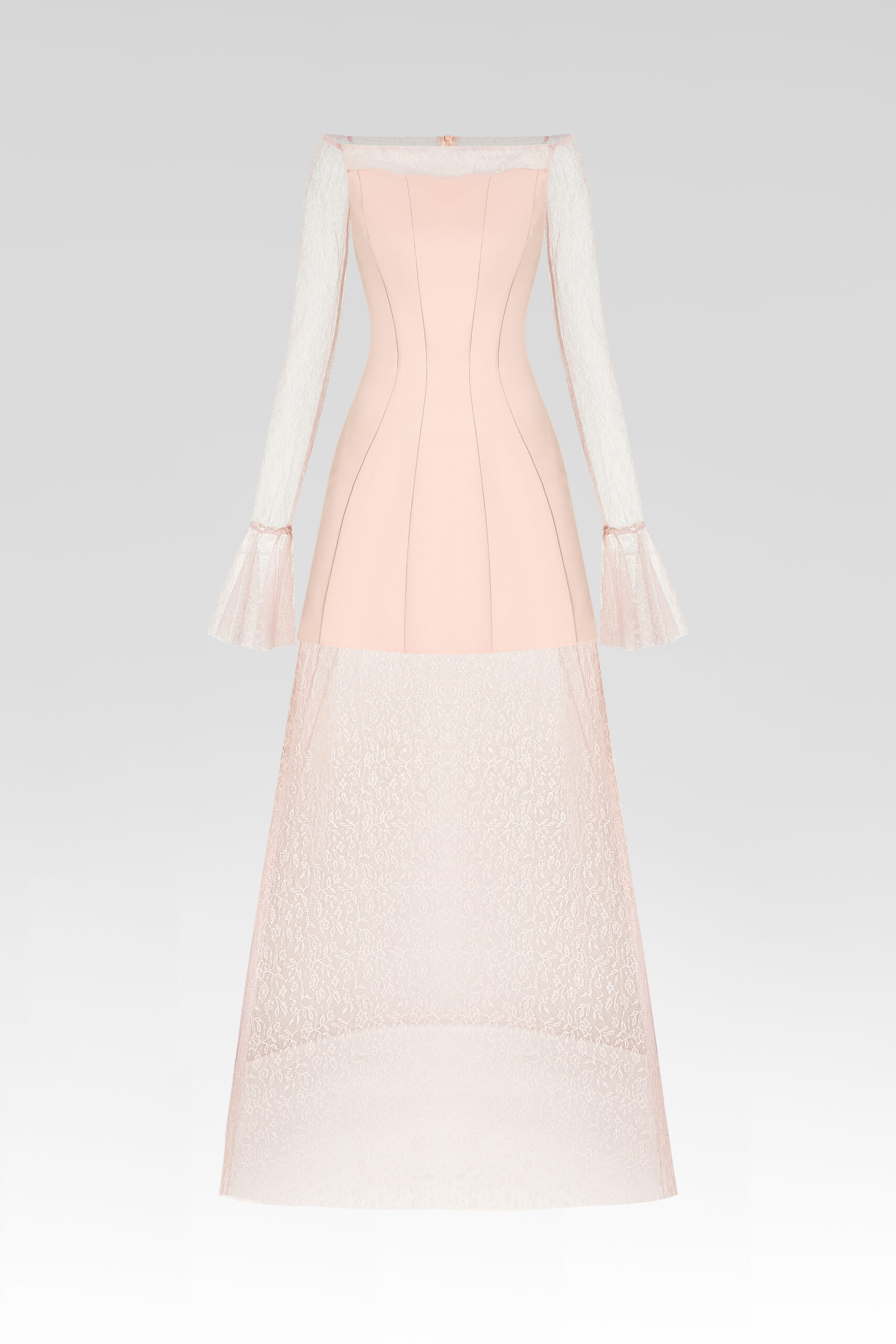 Romantic Pink Lace Mini Gown