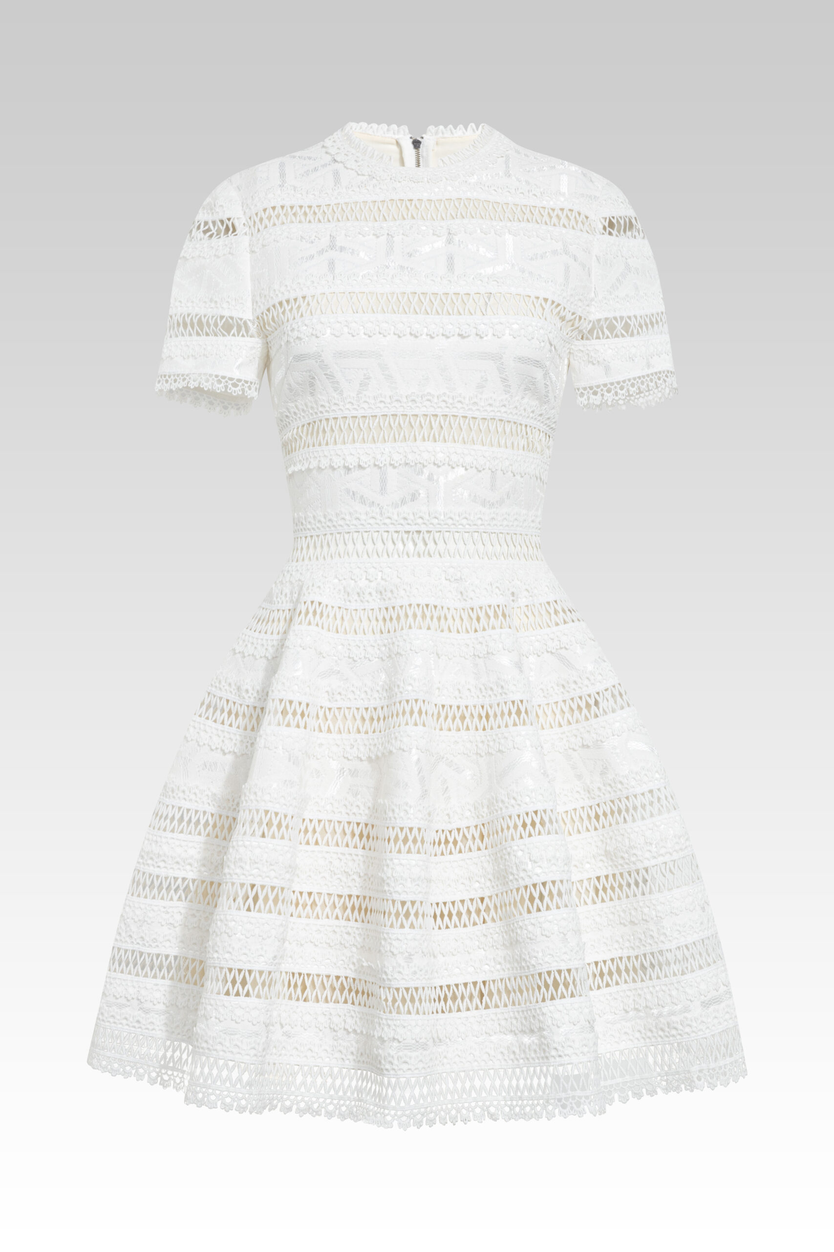 Short Sleeves Cascading Mini Dress