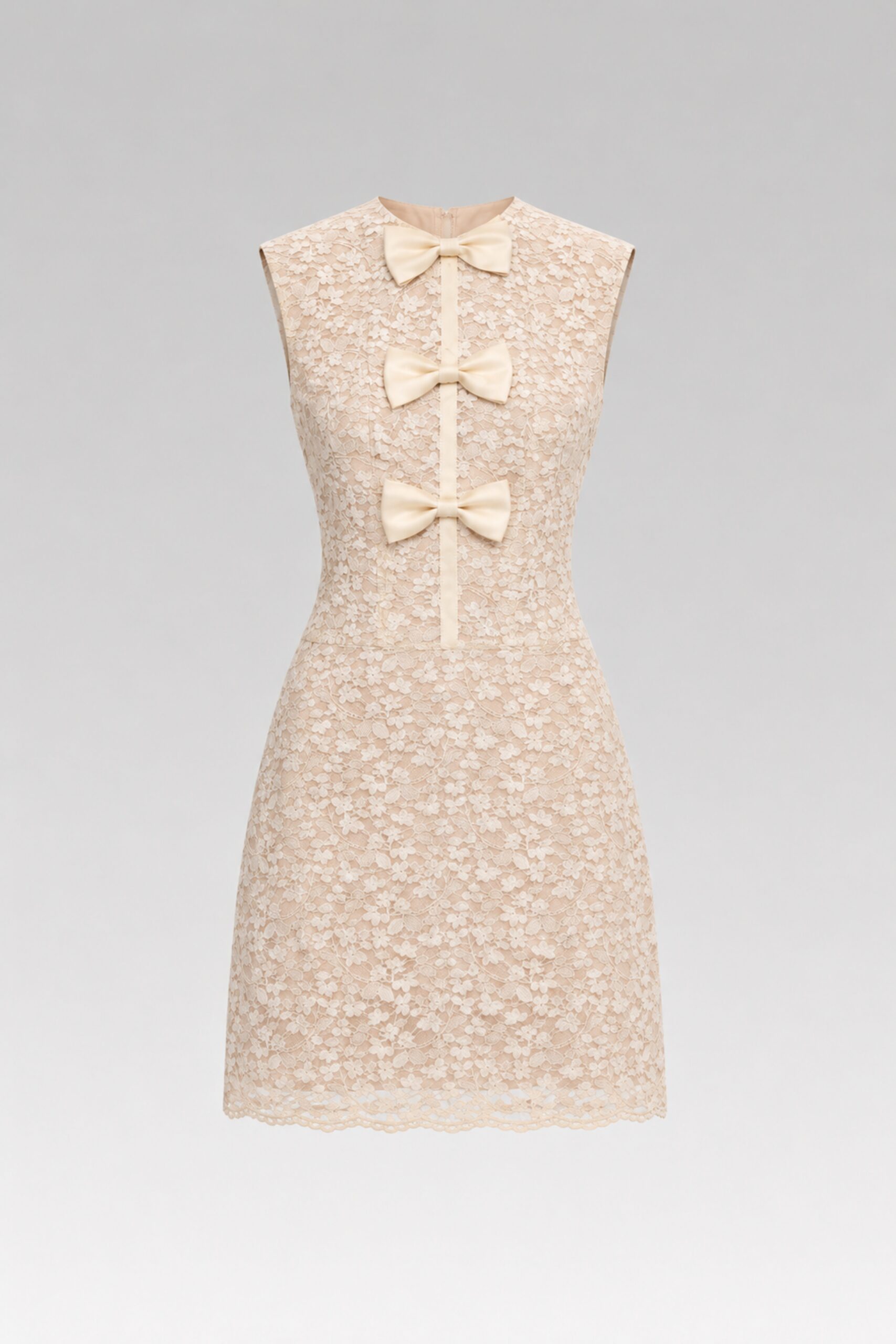 The Ivory Lace Bow Mini Dress