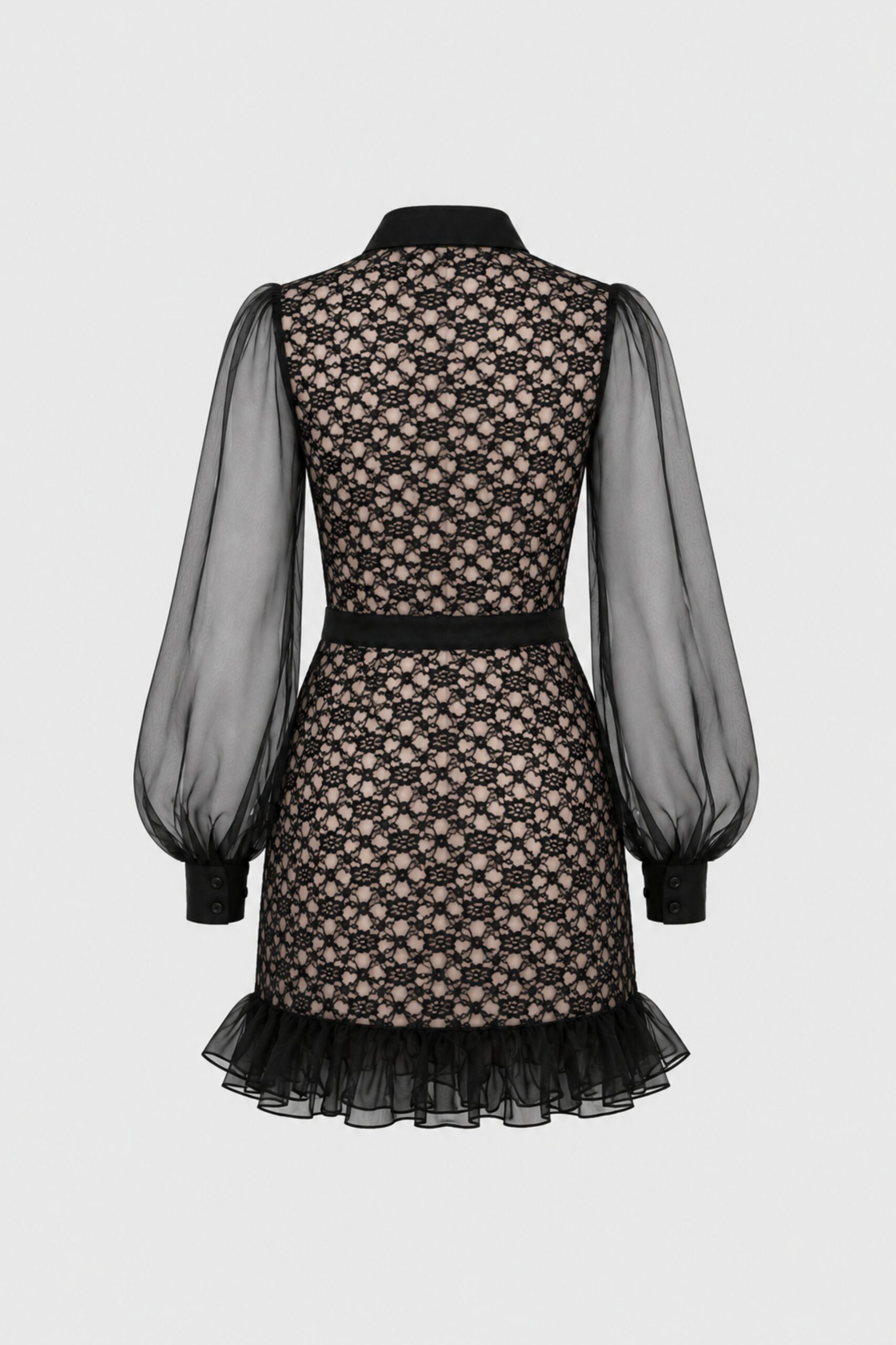 The Sheer Lace Shirt Mini Dress