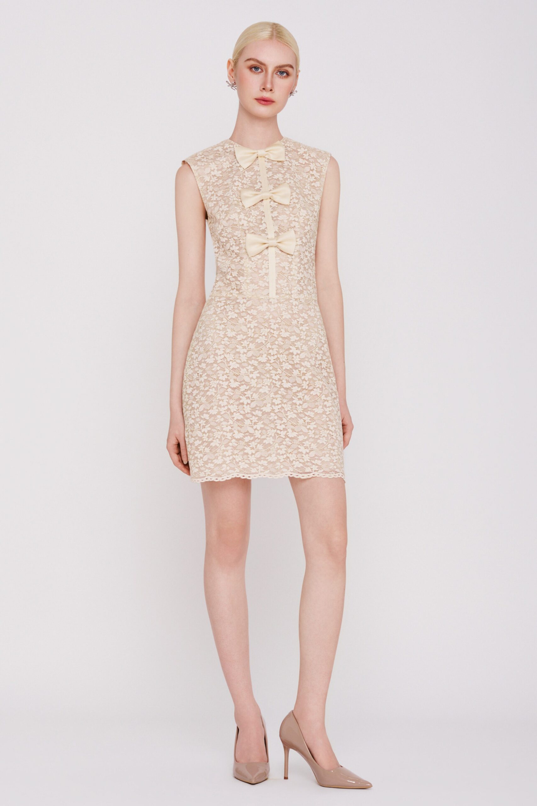 The Ivory Lace Bow Mini Dress