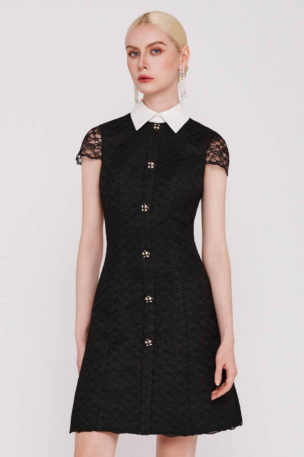 The Noir Camellia Lace Dress