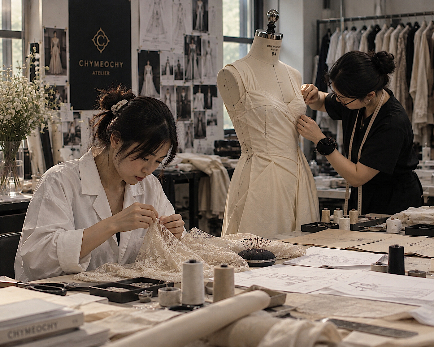 CHYMEOCHY collection rack inside the atelier