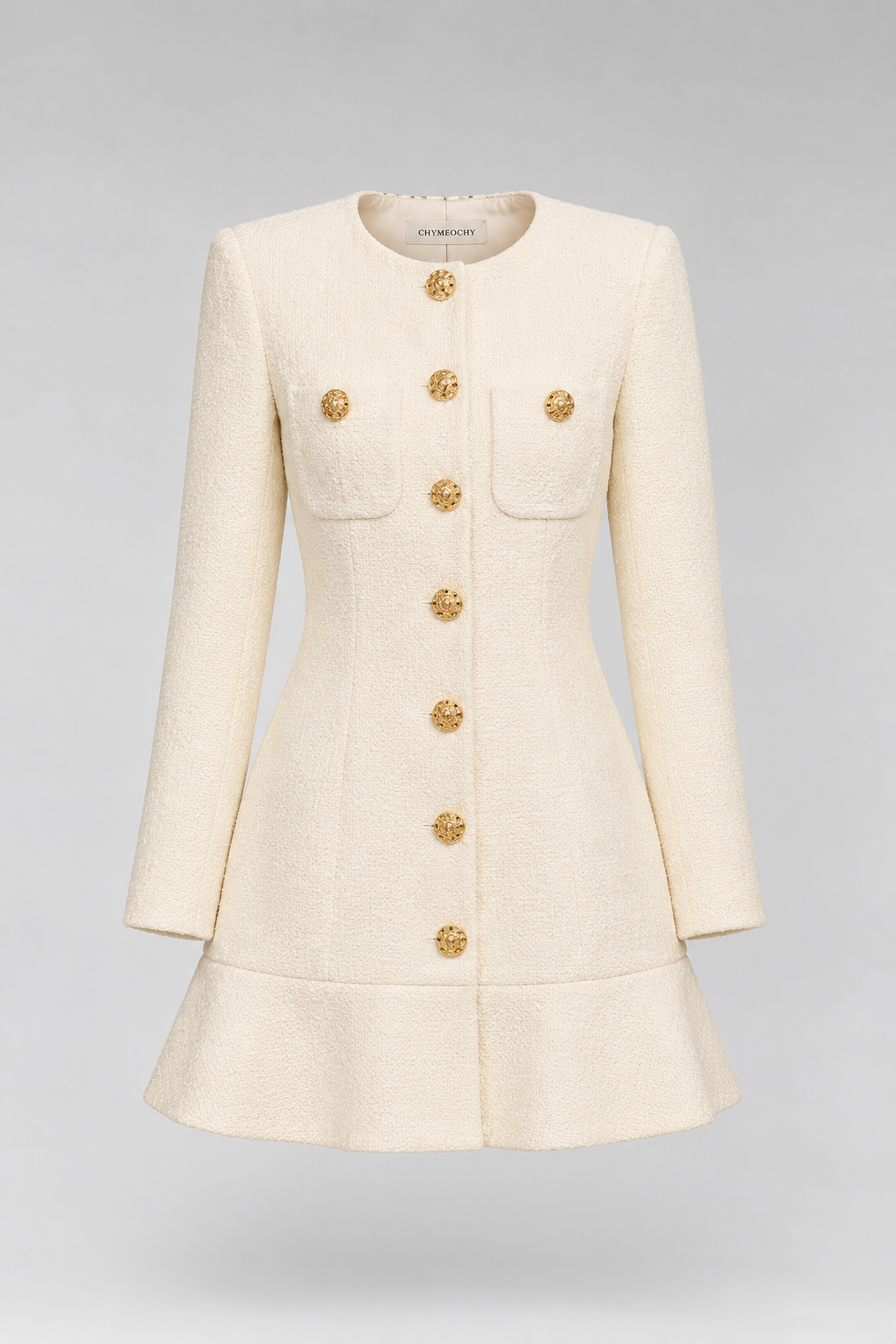 The Elegance Ivory Tweed Dress